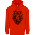 A Rasta Lion With Dreadlocks Jamaican Reggae Mens 80% Cotton Hoodie Bright Red