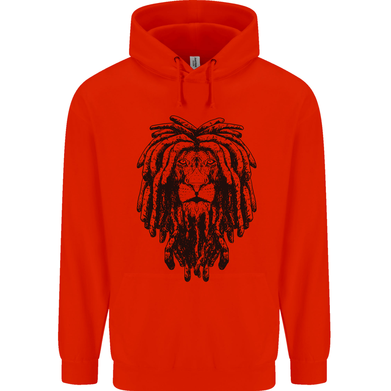 A Rasta Lion With Dreadlocks Jamaican Reggae Mens 80% Cotton Hoodie Bright Red