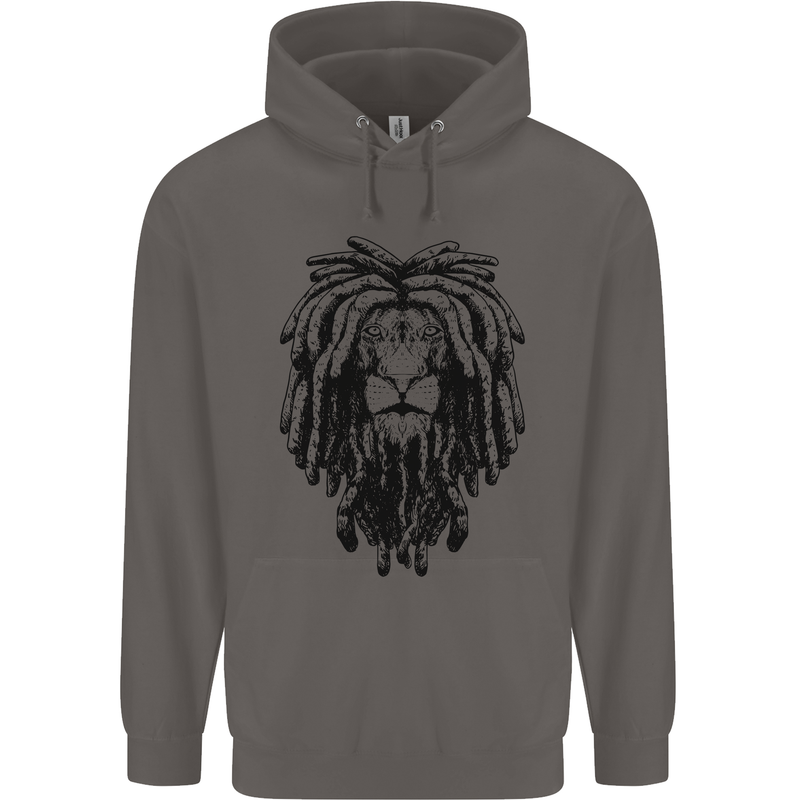 A Rasta Lion With Dreadlocks Jamaican Reggae Mens 80% Cotton Hoodie Charcoal