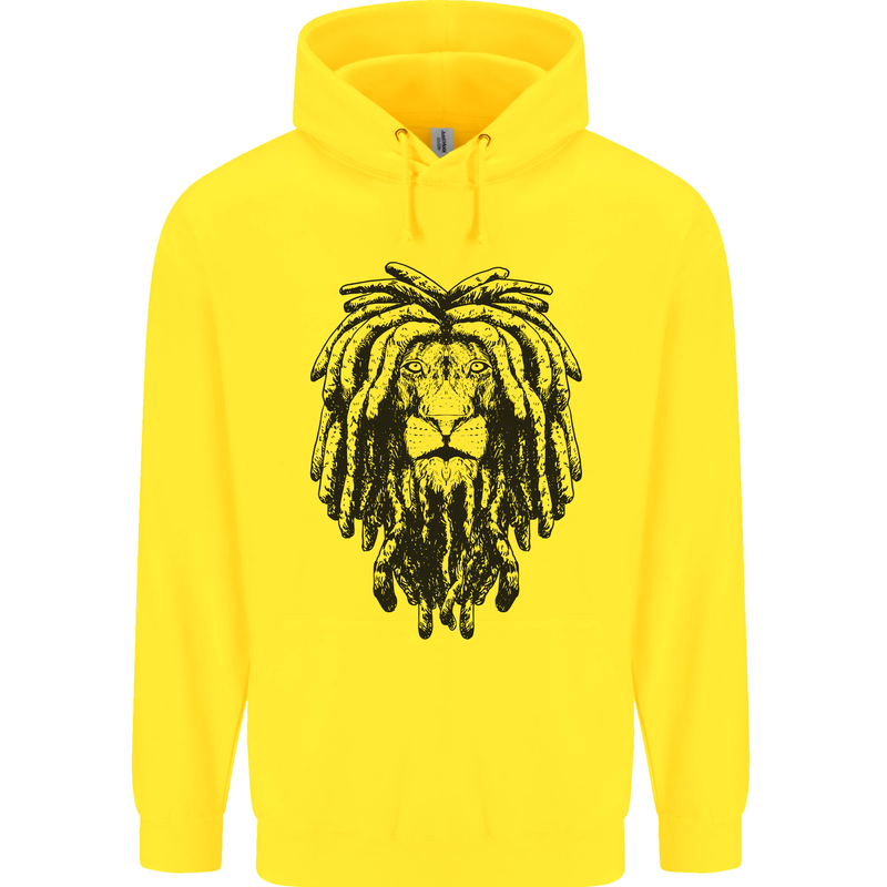 A Rasta Lion With Dreadlocks Jamaican Reggae Mens 80% Cotton Hoodie Yellow