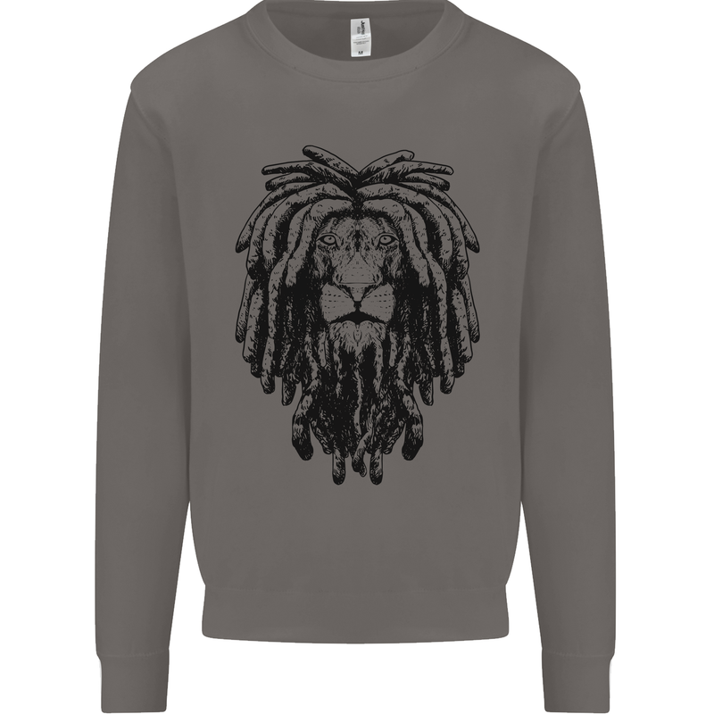 A Rasta Lion With Dreadlocks Jamaican Reggae Mens Sweatshirt Jumper Charcoal