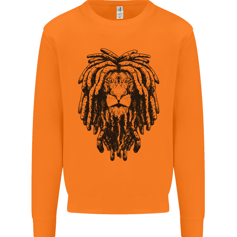A Rasta Lion With Dreadlocks Jamaican Reggae Mens Sweatshirt Jumper Orange