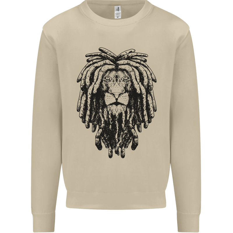 A Rasta Lion With Dreadlocks Jamaican Reggae Mens Sweatshirt Jumper Sand