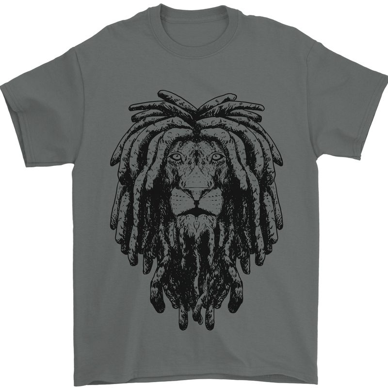 A Rasta Lion With Dreadlocks Jamaican Reggae Mens T-Shirt 100% Cotton Charcoal