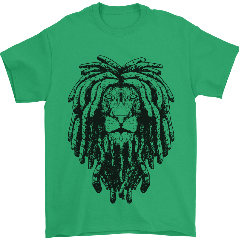 A Rasta Lion With Dreadlocks Jamaican Reggae Mens T-Shirt 100% Cotton Irish Green