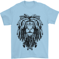 A Rasta Lion With Dreadlocks Jamaican Reggae Mens T-Shirt 100% Cotton Light Blue