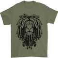 A Rasta Lion With Dreadlocks Jamaican Reggae Mens T-Shirt 100% Cotton Military Green