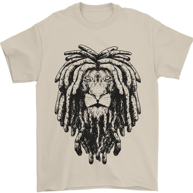 A Rasta Lion With Dreadlocks Jamaican Reggae Mens T-Shirt 100% Cotton Sand