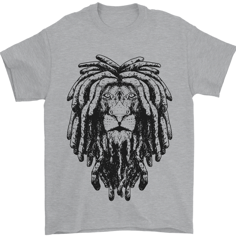 A Rasta Lion With Dreadlocks Jamaican Reggae Mens T-Shirt 100% Cotton Sports Grey