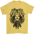 A Rasta Lion With Dreadlocks Jamaican Reggae Mens T-Shirt 100% Cotton Yellow