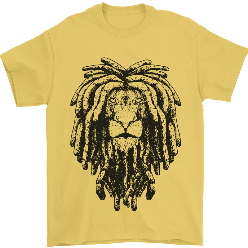 A Rasta Lion With Dreadlocks Jamaican Reggae Mens T-Shirt 100% Cotton Yellow