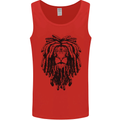 A Rasta Lion With Dreadlocks Jamaican Reggae Mens Vest Tank Top Red