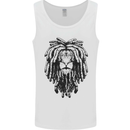 A Rasta Lion With Dreadlocks Jamaican Reggae Mens Vest Tank Top White