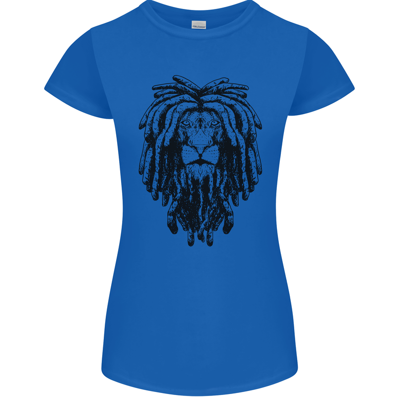 A Rasta Lion With Dreadlocks Jamaican Reggae Womens Petite Cut T-Shirt Royal Blue