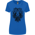 A Rasta Lion With Dreadlocks Jamaican Reggae Womens Wider Cut T-Shirt Royal Blue