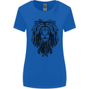 A Rasta Lion With Dreadlocks Jamaican Reggae Womens Wider Cut T-Shirt Royal Blue