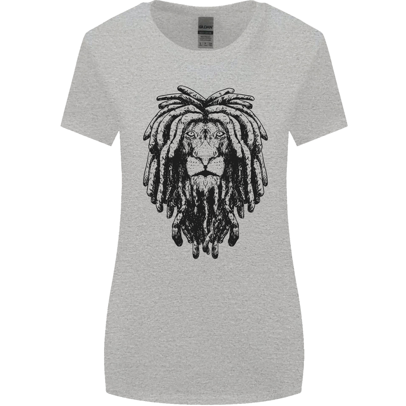 A Rasta Lion With Dreadlocks Jamaican Reggae Womens Wider Cut T-Shirt Sports Grey