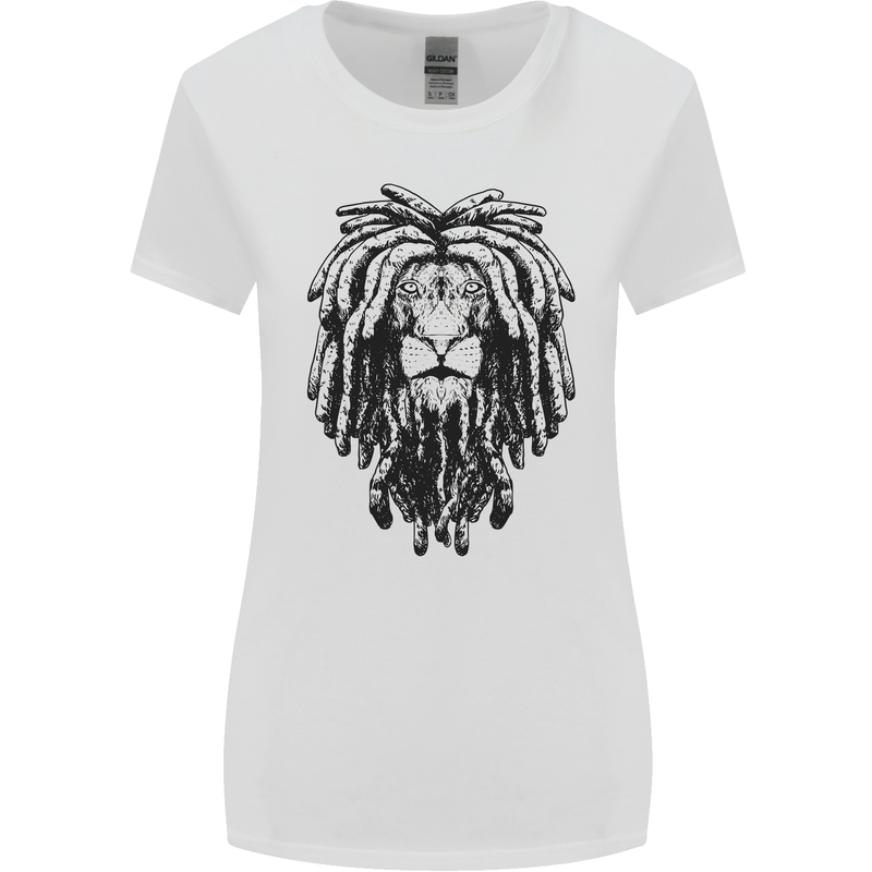 A Rasta Lion With Dreadlocks Jamaican Reggae Womens Wider Cut T-Shirt White
