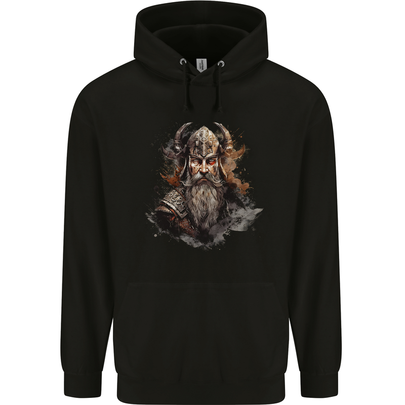A Realistic Viking Warrior Mens 80% Cotton Hoodie Black