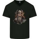 A Realistic Viking Warrior Mens V-Neck Cotton T-Shirt Black