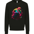 A Retro Flamingo Kids Sweatshirt Jumper Black