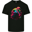 A Retro Flamingo Mens Cotton T-Shirt Tee Top Black