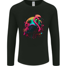 A Retro Flamingo Mens Long Sleeve T-Shirt Black
