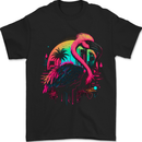 A Retro Flamingo Mens T-Shirt 100% Cotton Black
