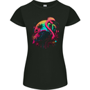 A Retro Flamingo Womens Petite Cut T-Shirt Black