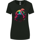 A Retro Flamingo Womens Wider Cut T-Shirt Black