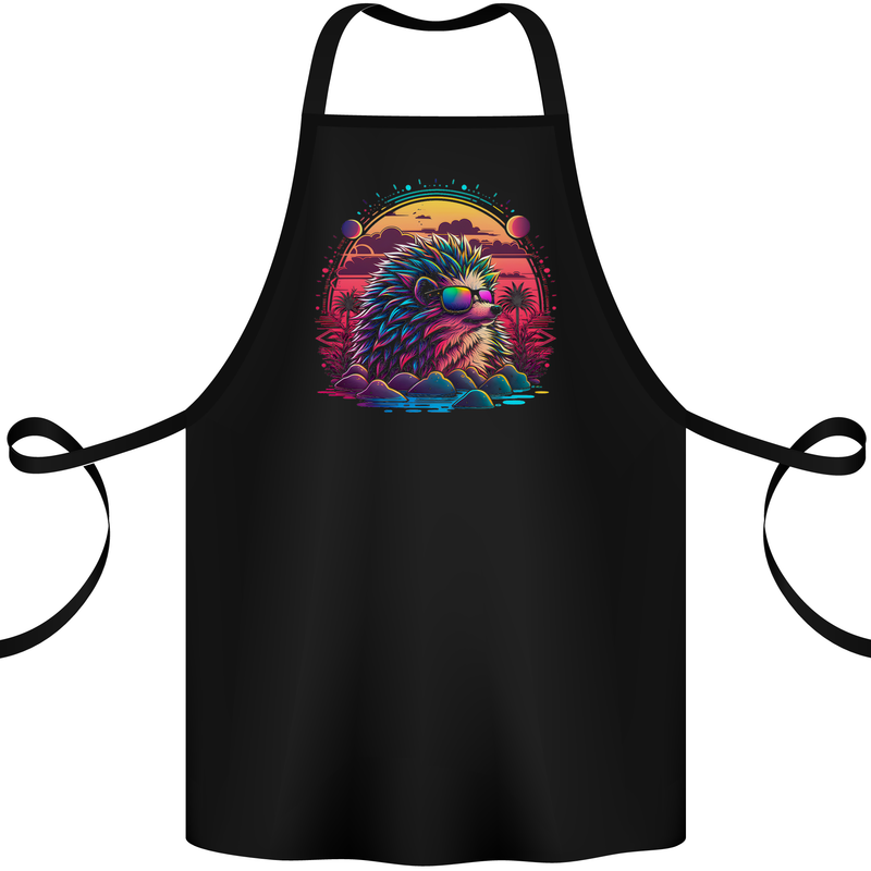 A Retro Hedgehog Cotton Apron 100% Organic Black