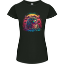 A Retro Hedgehog Womens Petite Cut T-Shirt Black