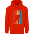 A Retro Ice Hockey Player Childrens Kids Hoodie Bright Red