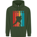 A Retro Ice Hockey Player Childrens Kids Hoodie Forest Green