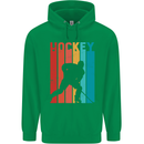 A Retro Ice Hockey Player Childrens Kids Hoodie Irish Green