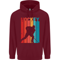 A Retro Ice Hockey Player Childrens Kids Hoodie Maroon