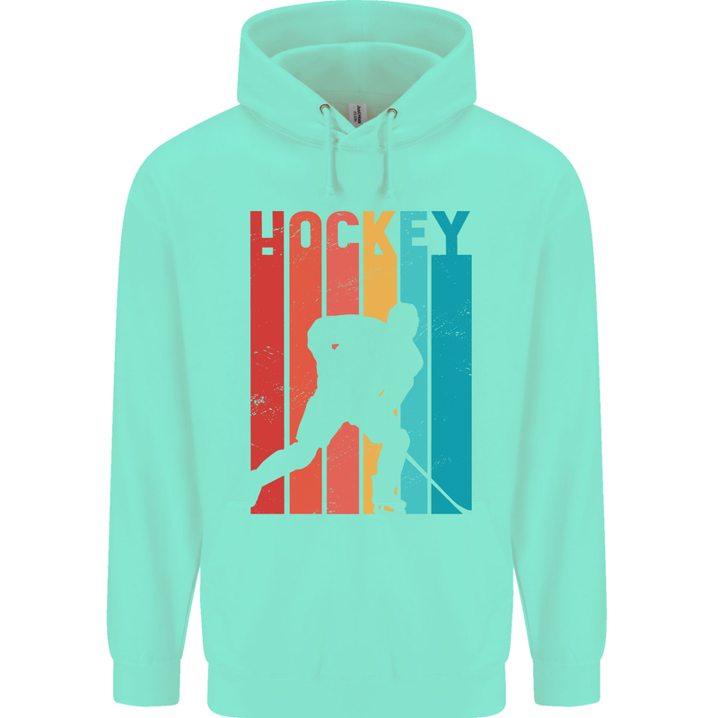 A Retro Ice Hockey Player Childrens Kids Hoodie Peppermint
