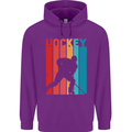 A Retro Ice Hockey Player Childrens Kids Hoodie Purple
