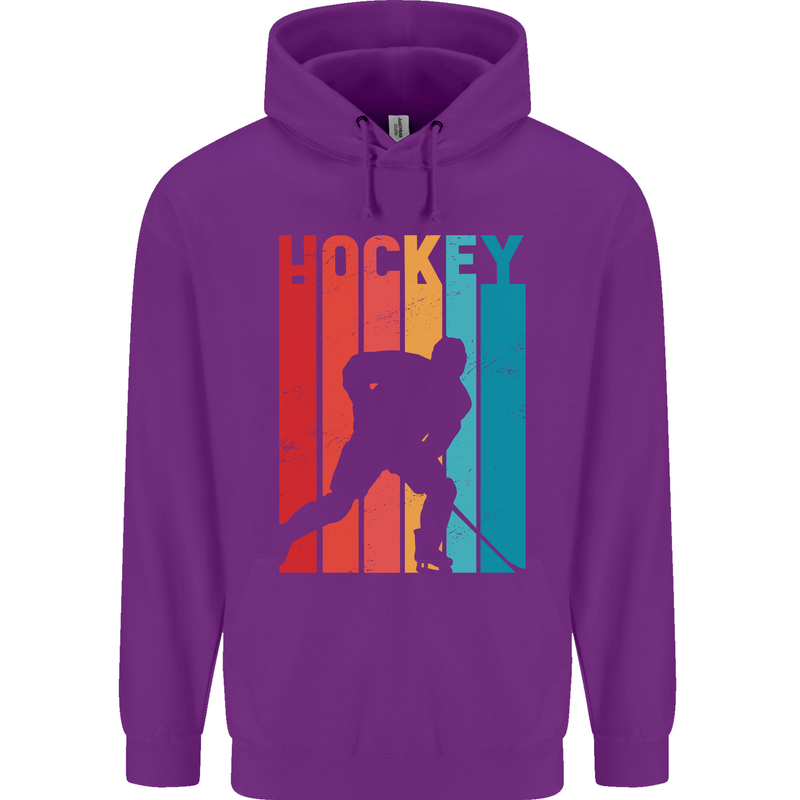 A Retro Ice Hockey Player Childrens Kids Hoodie Purple