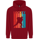 A Retro Ice Hockey Player Childrens Kids Hoodie Red