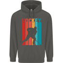 A Retro Ice Hockey Player Childrens Kids Hoodie Storm Grey