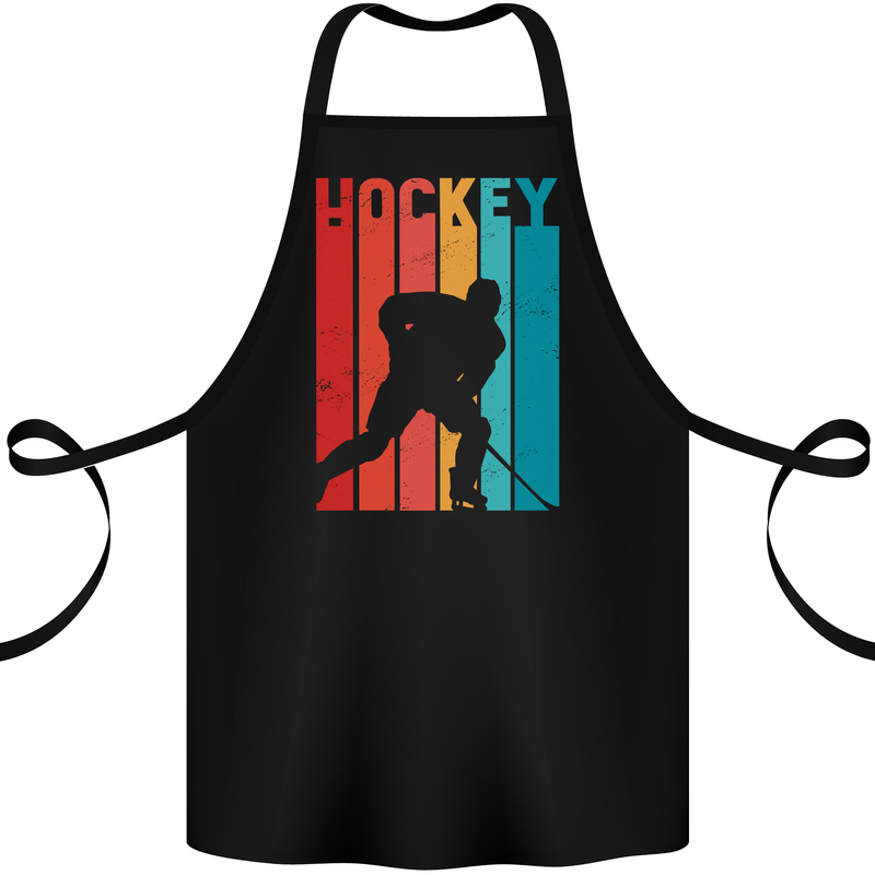 A Retro Ice Hockey Player Cotton Apron 100% Organic Black