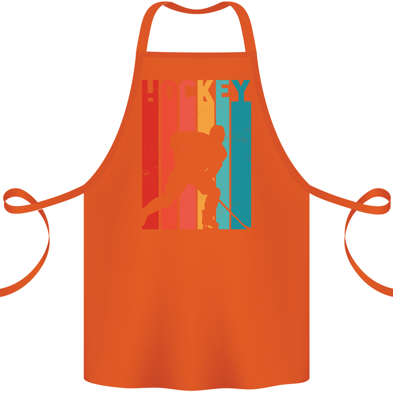 A Retro Ice Hockey Player Cotton Apron 100% Organic Orange