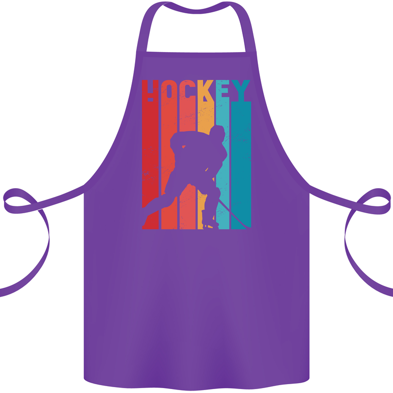A Retro Ice Hockey Player Cotton Apron 100% Organic Purple