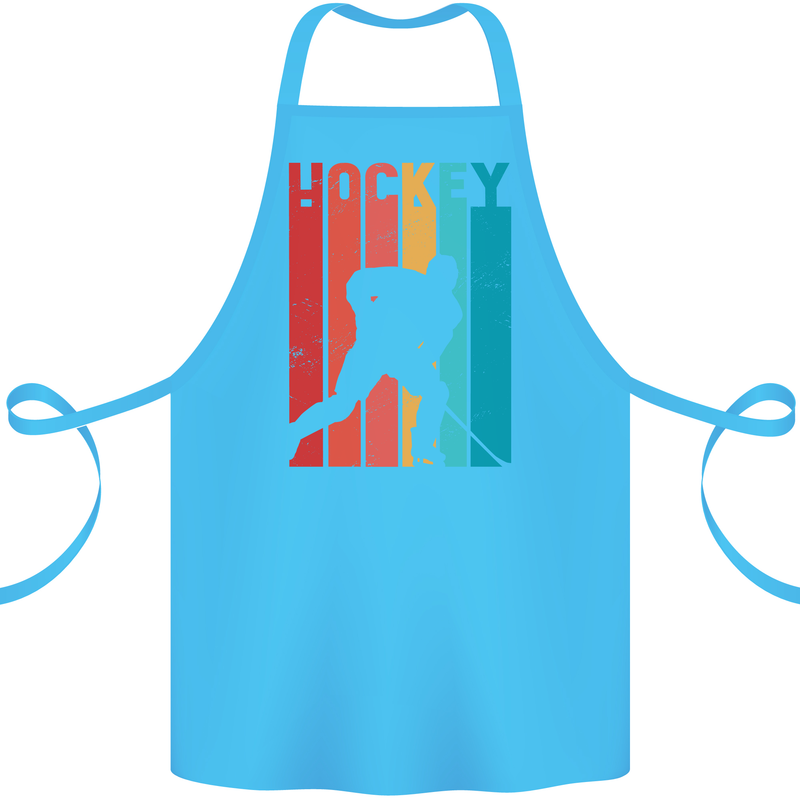A Retro Ice Hockey Player Cotton Apron 100% Organic Turquoise