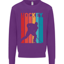 A Retro Ice Hockey Player Kids Sweatshirt Jumper Purple