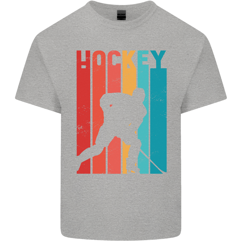 A Retro Ice Hockey Player Kids T-Shirt Childrens Sports Grey