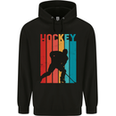 A Retro Ice Hockey Player Mens 80% Cotton Hoodie Black
