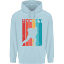A Retro Ice Hockey Player Mens 80% Cotton Hoodie Light Blue