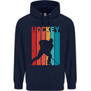 A Retro Ice Hockey Player Mens 80% Cotton Hoodie Navy Blue